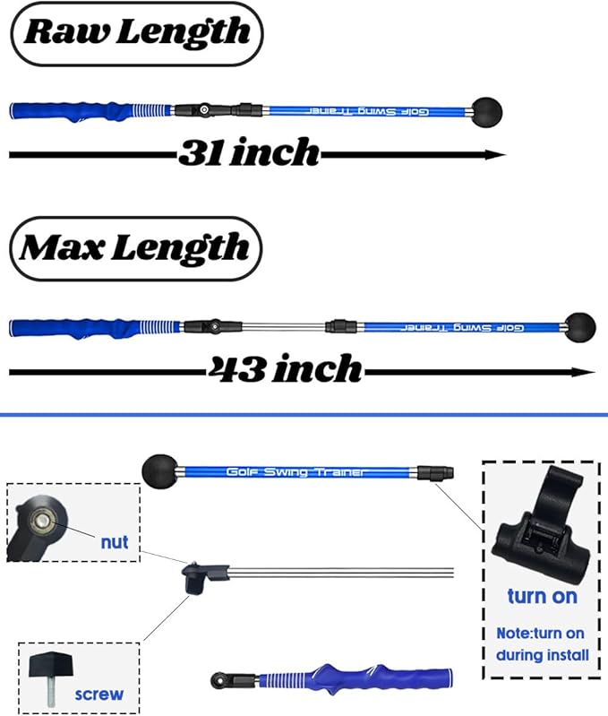 Golf Swing Trainer aid - Golf Training aid to Improve Hinge, Forearm Rotation, Shoulder turna and Grip.Portable Collapsible Swing Trainer Equipped with Golf Grip Trainer