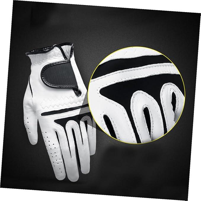 Kisangel Men's Left Hand Golf Glove Synthetic and Premium Cabretta Leather Reinforced Grip Breathable Moisture-Wicking Flexible for All Weather Conditions