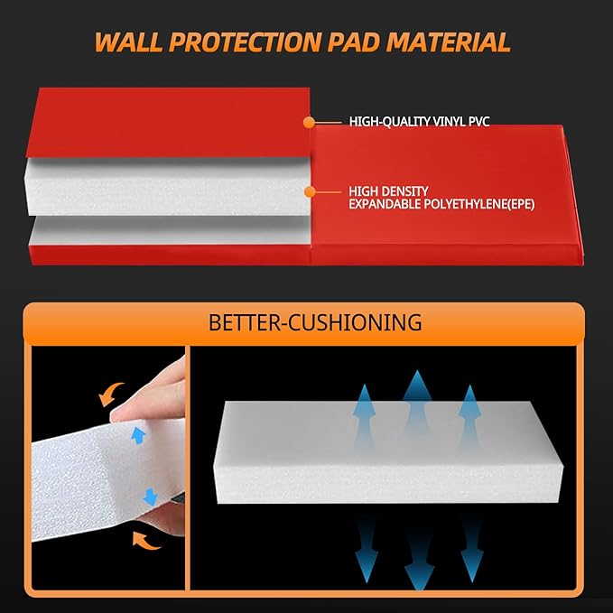 PROGOAL Gym Wall Paddings Basketball Court Wall Protection Pad - 2”Thick Foam Wall Mat Durable Protector for Wall-Mounted Basketball Hoops Garage Taekwondo（60" Lx20 W）