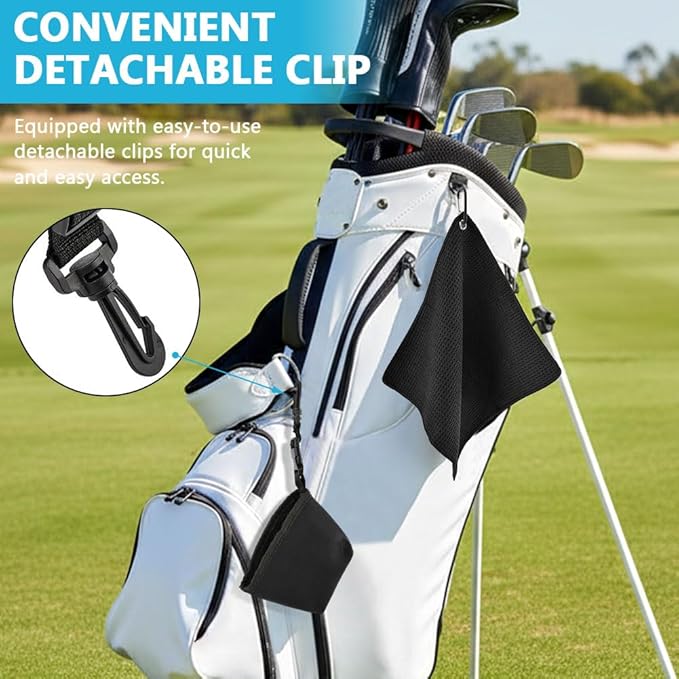Golf Club and Golf Ball Cleaning Bag - Cleans Club Grooves, Portable Waterproof Clean Face Tech, Detachable Clip, Quick Dirt & Grass Removal, for Golfers
