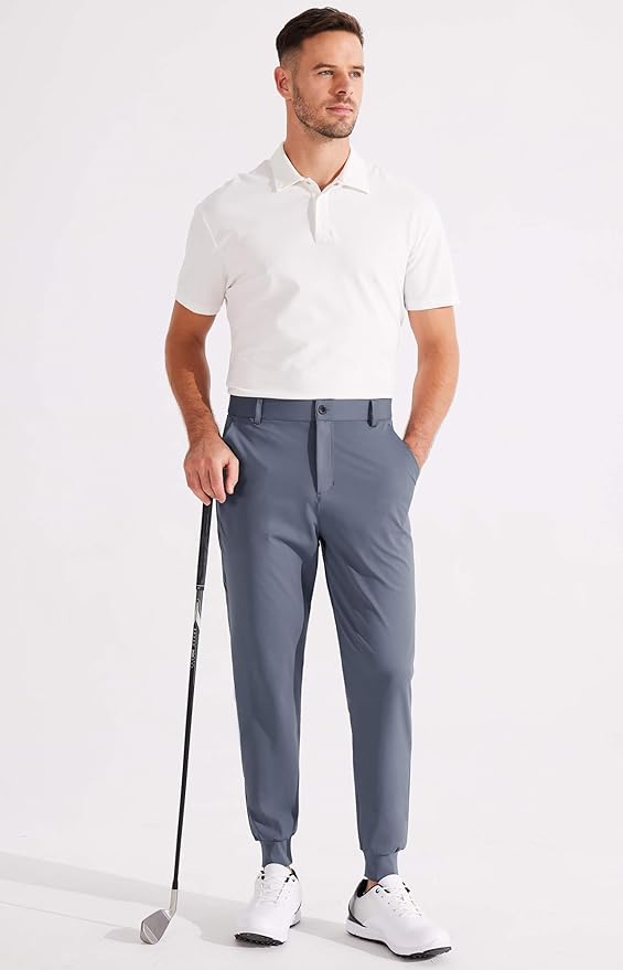 Libin Men's Golf Pants Joggers Lightweight 3 Pockets Slim Fit Soft Stretchy Tapered Work Dress Athletic
