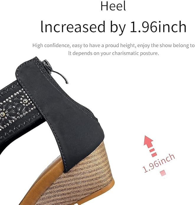 WOJWSKI Women's Slide Wedge Sandal Open Toe High Heel Zipper Back Platform