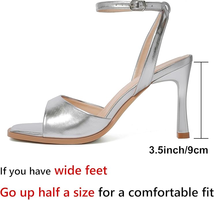 Mostrin Strappy Heels for Women Square Open Toe Lace Up Heeled Sandals Ankle Strap Sexy Stiletto High Heels for Party, Prom, Dating, Wedding
