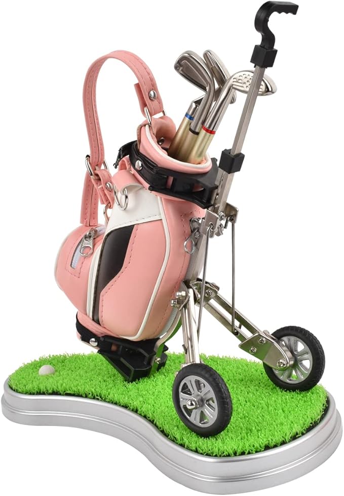 Dual-Purpose Creative Golf Pen Holder With 3 Club Pens - Office Desk Decoration, Souvenir Birthday Gift for Golfer Fans, Women and Men