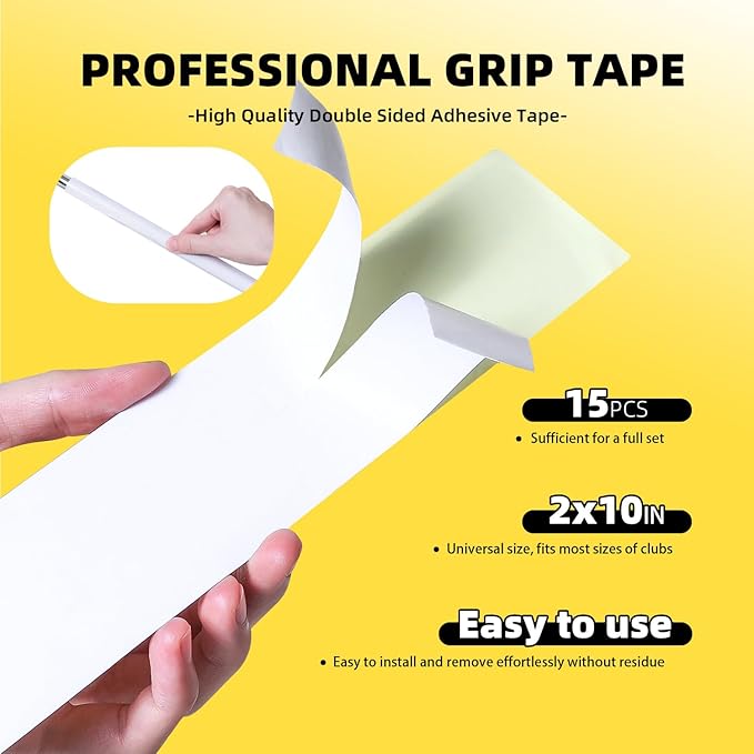 Golf Grip Kit - 15 Double Sided Tape Strips, 5oz Solvent, Hook Blade & Vise Clamp - Professional Quality