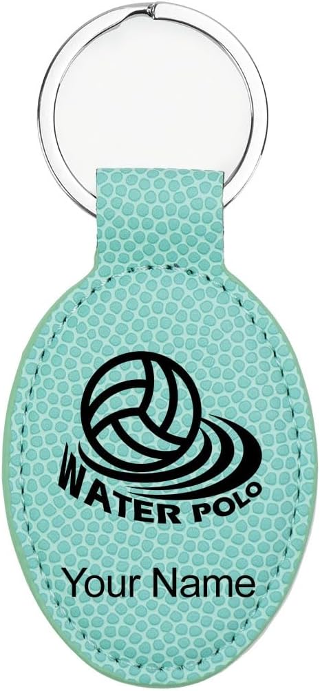 LaserGram Oval Keychain, Water Polo, Personalized Engraving Included