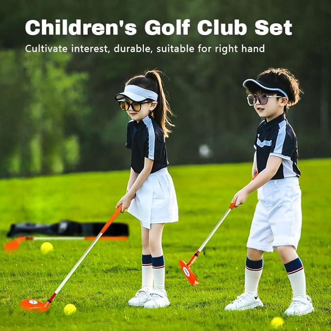 Kids Golf Clubs Set Children Golf Set Yard Sports Tools Three Clubs with Carry Bag and Soft Balls