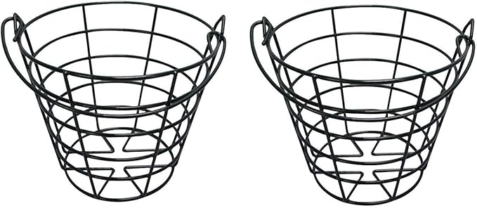 10L0L Golf Ball Bucket Metal Material, Golf Ball Basket Container with Handle, Bucket Holds 50 Balls - Black (Balls NOT Include)