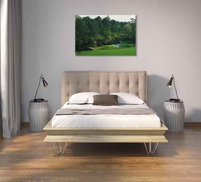 Augusta National Golf Course Wall Art for Office Living Room Bedroom Bathroom Wall Decorations Golf Course Picture Poster Framed Artwork Canvas Prints Ready to Hang(12''H x 16''W)