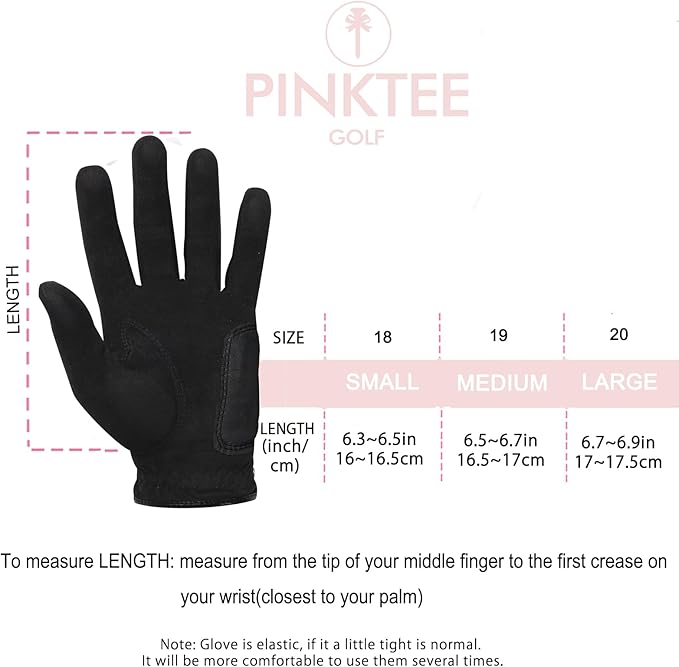 PINKTEE Women's RainGrip Golf Glove Left Hand All Weather Ladies Soft Golf Gloves with Marker for Hot Wet Weather