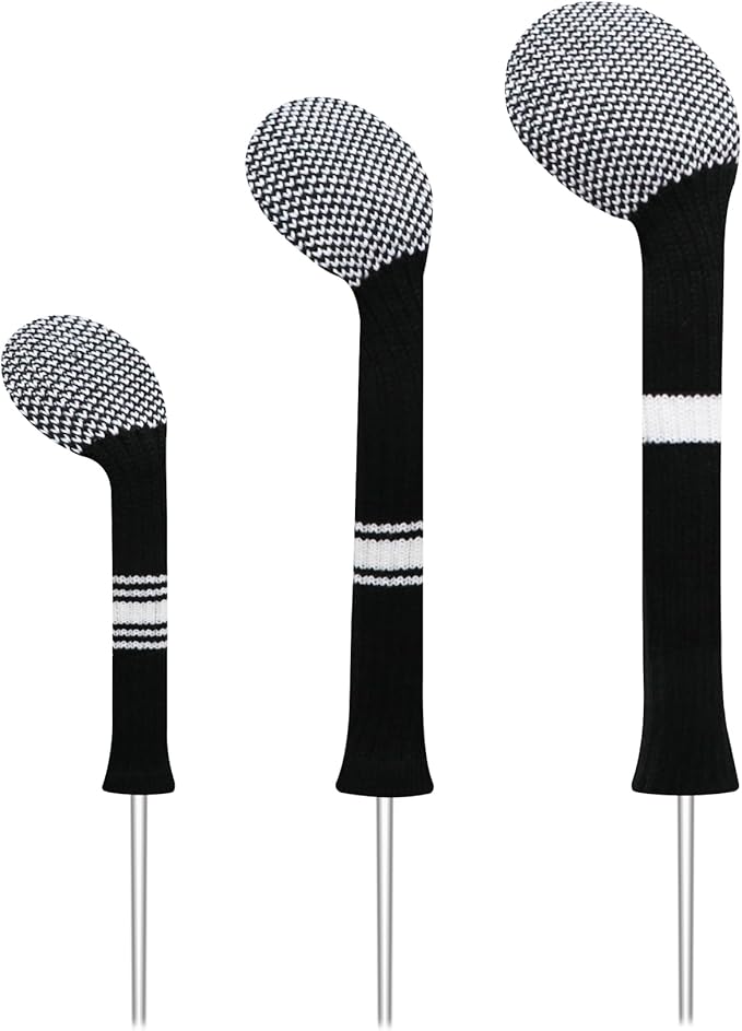 LeFeng 3Pcs Golf Club Covers, Knitted Golf Club Covers for 460cc Driver Fairway Woods and Hybrid