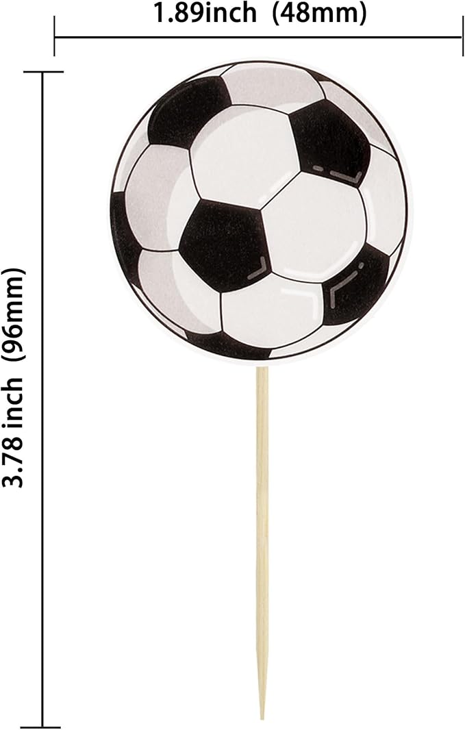 36Pcs Soccer Ball Cupcake Toppers Sports Theme Football Cupcake Food Toothpicks Baby Shower Cake Decorations for Sport Balls Theme Soccer Ball Kids Birthday Party Decorations