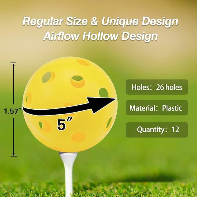 GSE Games & Sports Expert 12-Pack Practice Golf Balls, 40mm Limited Flight Plastic Soft Golf Balls, Airflow Hollow Training Golf Ball for Swing Practice (Several Colors Available)
