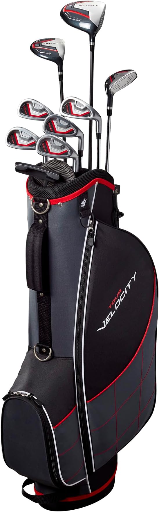 Wilson Tour Velocity Complete Golf Set with Stand Bag - Men's Right Hand, Regular Flex, Black/Red