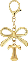 Gold Bubble Heart, Cherry, Bow & More Designs Letter Initial Keychain Bag Charms – Cute Purse Charms for Handbags