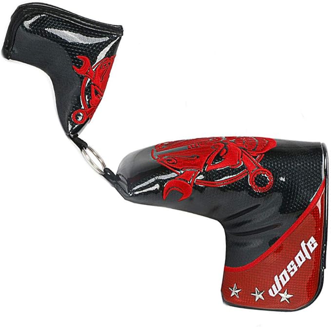 Golf Club Putter,Men Right Hand Golf Club,with Black Red HeadCovers PU Grip CNC Steel Mallet Professional