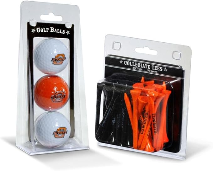 Team Golf NCAA Logo Imprinted Golf Balls (3 Count) & 2-3/4" Regulation Golf Tees (50 Count), Multi Colored
