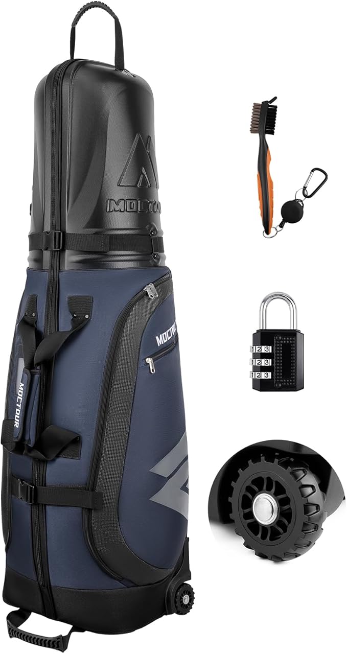 Golf Travel Bags for Airlines with Wheels & ABS Hard Case Top, Protect Your Clubs, Waterproof 1680D Oxford Fabric and Oversize Tank Wheels, Lightweight and Easy to Maneuver