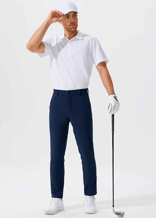 QPNGRP Men's Golf Pants 30"/32"/34" Inseam Lightweight Stretch Work Dress Pants