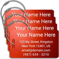 Personalized Luggage Tags for suitcases - Customized Laser Engraved Metal Name Tags with Stainless Steel Wire Loops Pack of 4 (Red, 2x3.5)