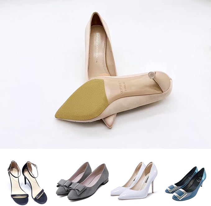 Sole Protector for High Heels, Yellow Shoe Grips on Bottom of Shoes,Shoe Bottom Protectors Anti Slip Shoe Grips Self Adhesive Silicone Non Slip Shoe Pads - 2 Pairs (6.0"×4.0"