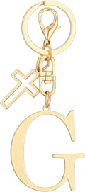 Gold Initial Keychain for Women A-Z Letter Cross Keychains Alphabet Key Chain bag Accessories Gift for Christian