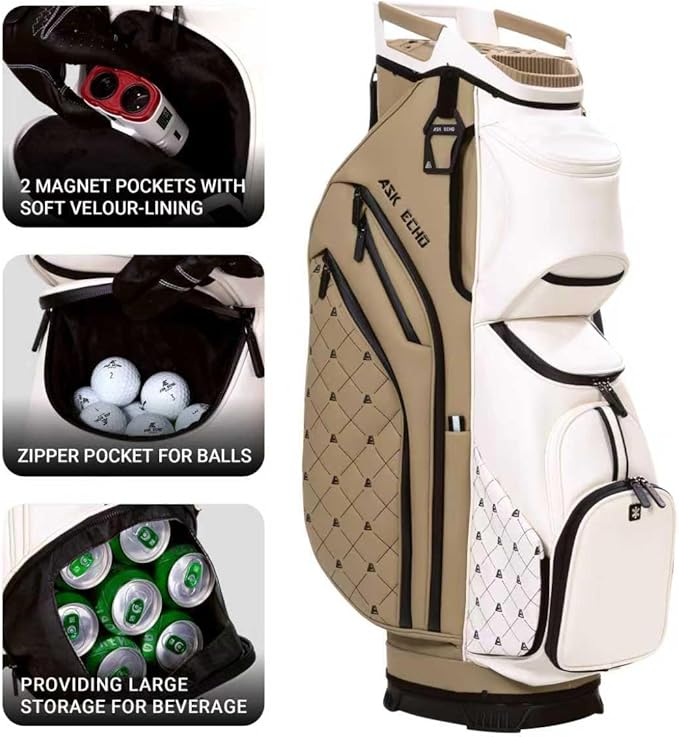 ASK ECHO Soundless Cart Golf Bag with 15 Way Full Length Dividers Golf SLC-130LE Cart Bag