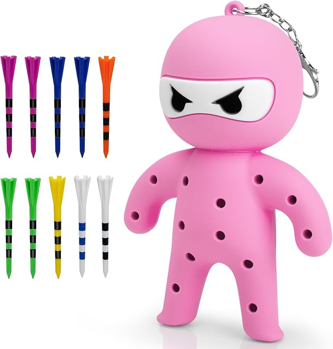 Golf Tee Holder, Ninja Portable Funny Golf Tees Holder Keychain Golf Gift Golf Accessories for Men & Women