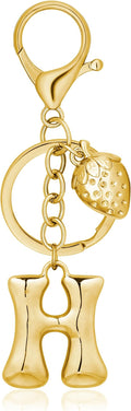 Gold Bubble Heart, Cherry, Bow & More Designs Letter Initial Keychain Bag Charms – Cute Purse Charms for Handbags