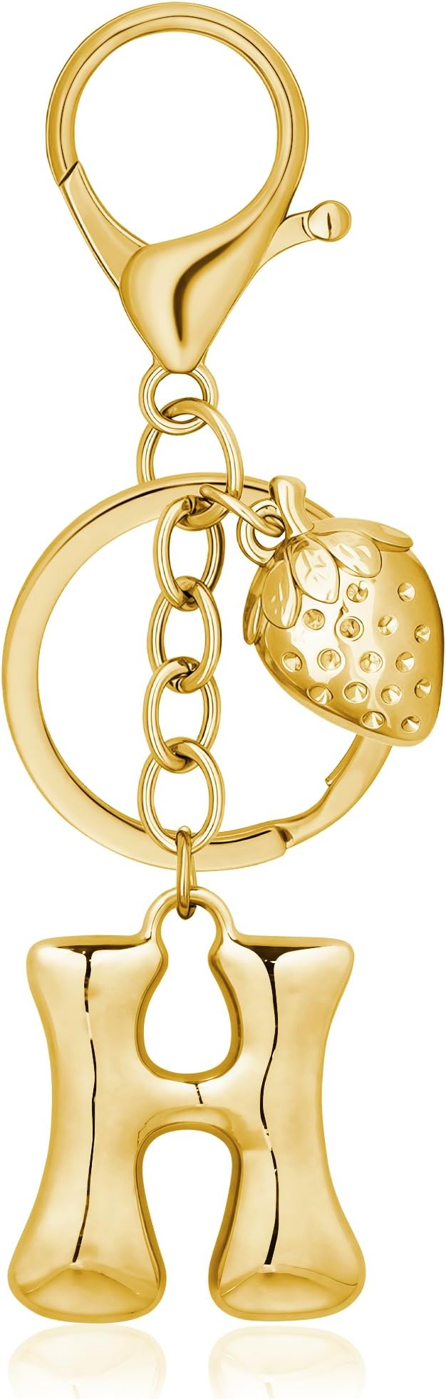Gold Bubble Heart, Cherry, Bow & More Designs Letter Initial Keychain Bag Charms – Cute Purse Charms for Handbags