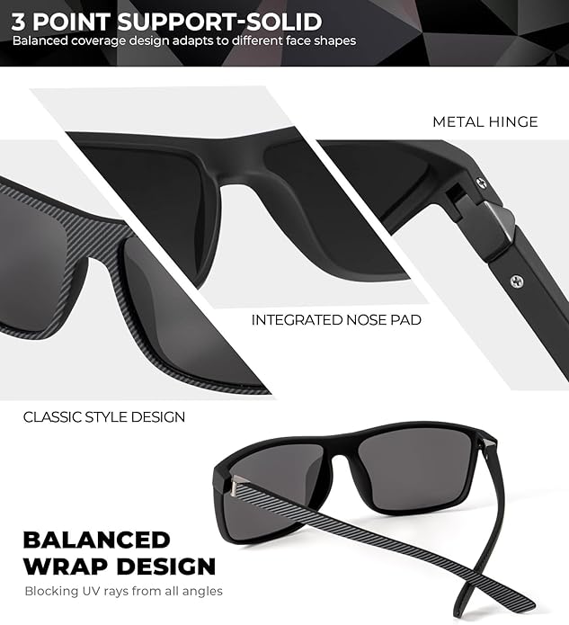 KALIYADI Polarized Sunglasses for Men and Women, Mens Sun Glasses with UV Protection for Driving Fishing Golf (3 Packs)