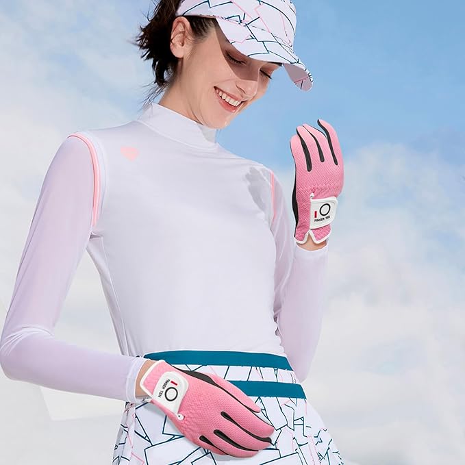 FINGER TEN Womens Golf Glove Right Handed Golfer Left Hand Rain Grip Hot Wet All Weather Value 2 Pack, Golf Gloves Breathable Flexible for Ladies Women