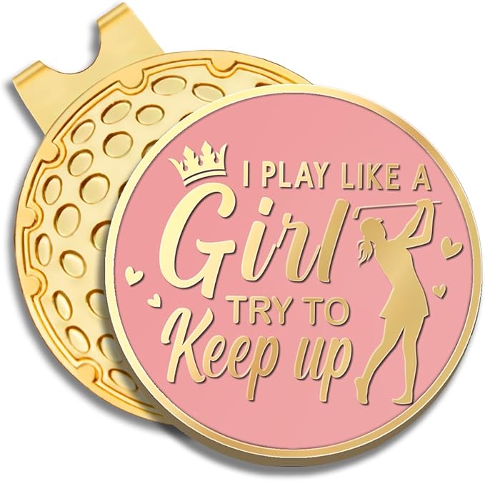 Pink Golfer Ball Marker with Magnetic Hat Clip, Funny Golf Accessories Gifts for Men Women, Novelty Birthday Gifts for Men Women Golfer Fan