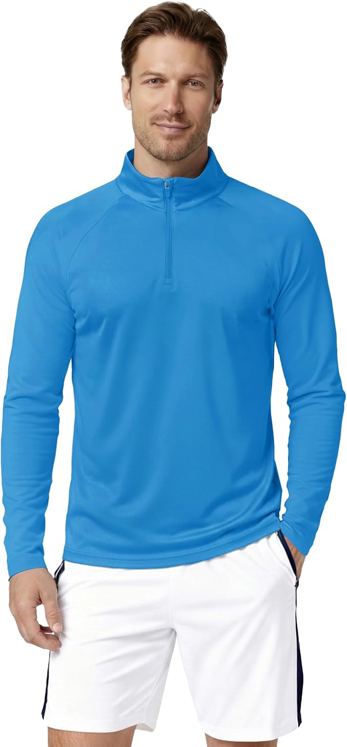 Boladeci Men's UPF 50+ Sun Shirts 1/4 Zip Long Sleeve SPF UV Protection Lightweight Quick Dry Quarter Zip Golf Shirts