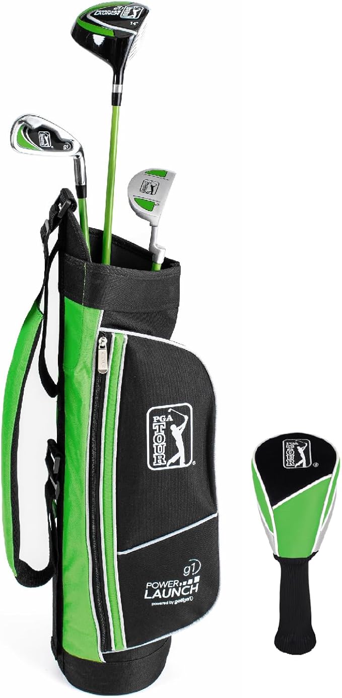 PGA Tour Youth Golf Club Set – Ages 3-5 (3’6”-4’1”) and 5-8 (4’1” - 4'8") Right and Left Handed Beginner Junior Golf Clubs with Lightweight Golf Bag, Mallet Putter, Driver by Golfgen