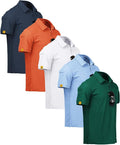 ZITY 5 Pack Mens Polo Shirt Short Sleeve Sports Golf Tennis T-Shirt Moisture-Wicking Summer Shirts