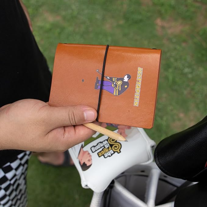 Leather Golf Scorecard Book Golf Yardage Book for Practice Stats and Round Logging - Golf Scorecard Book with Golf Score Cards Pages with Small Golf Pencil, Golf Terminology & Game Formats