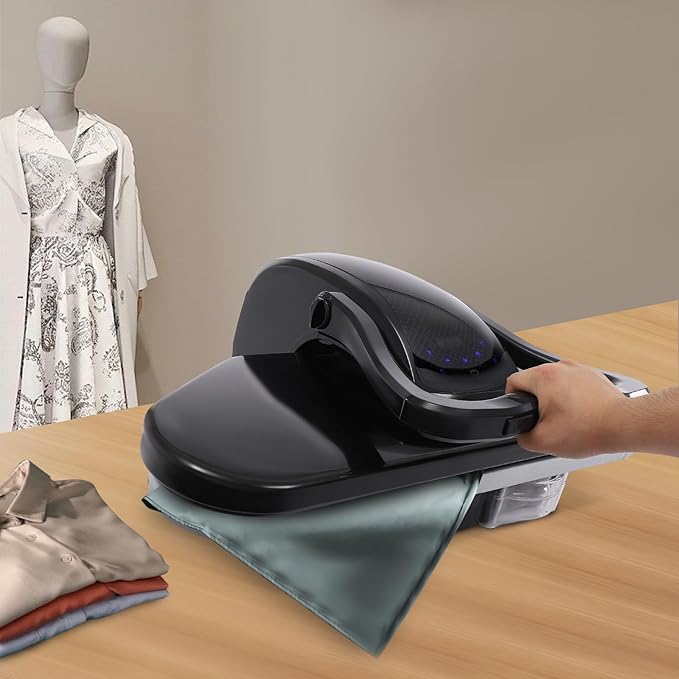 Intelligent Steam Press, 1600W Steam Iron Pressing Machine with Diamond Pattern Heating Plates Removable Water Tank and Overheating Protection Clear Touch Screen Digital Fabric Press for Bedroom Etc