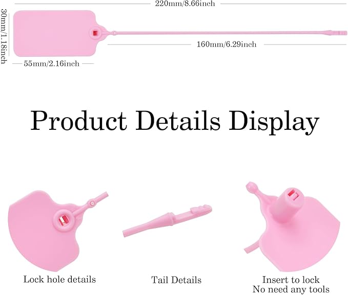 50pcs Luggage Tags Plastic Seals Shipping Label Logistics Sign Tie Bag Tag, Sealing Storage Multi Purpose Name ID Tag with Marker for Suitcases, Backpack, Schoolbag, Car Key (Pink)