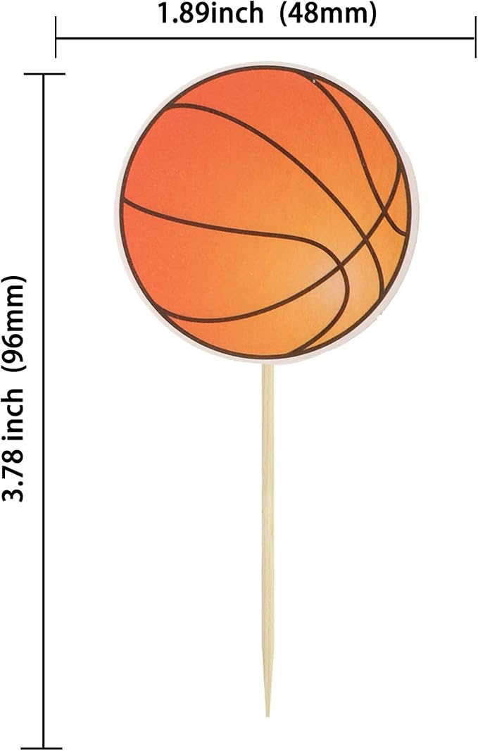 36Pcs Basketball Cupcake Toppers Star Sports Ball Cupcake Picks Decorations for Basketball Sports Players Theme Baby Shower Birthday Party Cake Decorations Supplies