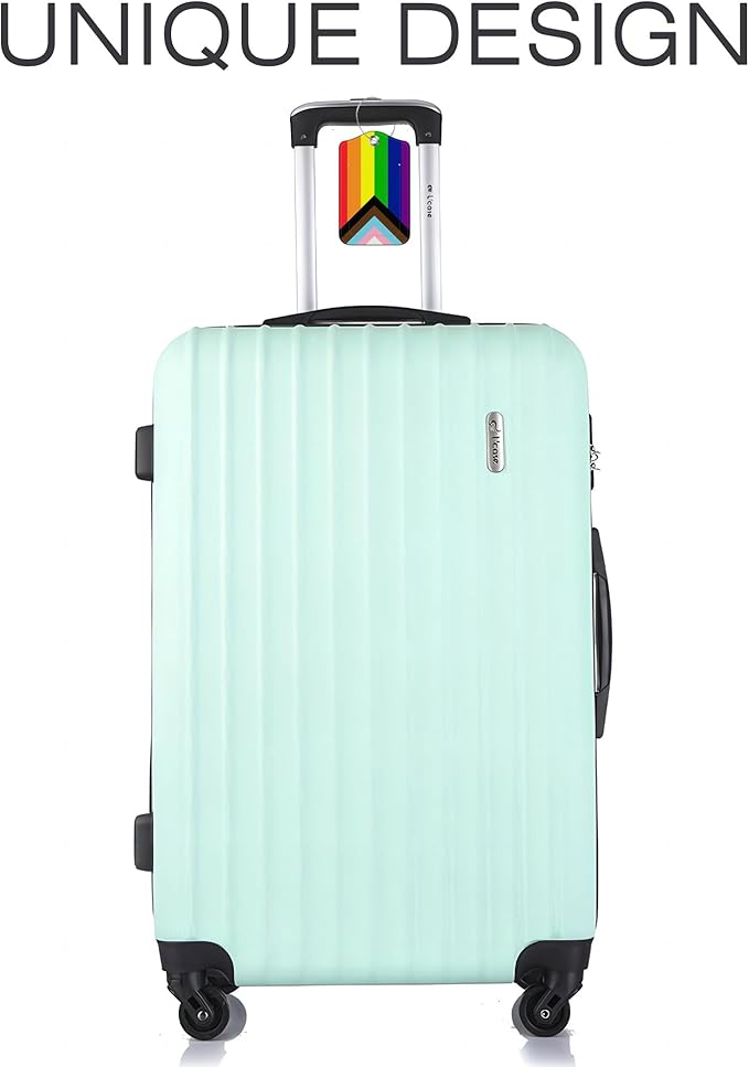 2 Pack Luggage Tags for Suitcase,Rainbow Flag PU Leather Luggage Tags with Privacy Cover Name Address Labels and Steel Ring,Creative Travel Accessories for Men and Women