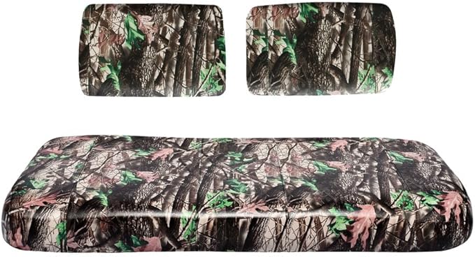 Seat Cover Replacement for Yamaha G-16/G-22 Golf Cart - Front Bench Seat - Premium Marine Vinyl - 5 Panel Stitching - Staple On Installation - Two-Tone Golf Cart Seat Covers (Woodland Camo)