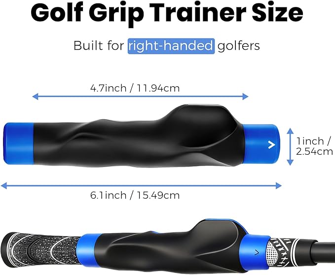 Golf Grip Trainer – Right-Hand Swing Trainer & Practice Grip Corrector for Proper Hand Position, Muscle Memory & Consistent Swings – Non-Slip, Easy Install, Fits Most Clubs – Great Golf Gift for Men & Dads