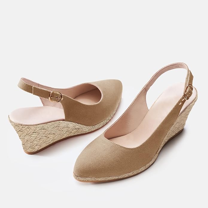 Juliet Holy Womens Wedge Sandals Espadrilles Closed Toe Slingback Buckle Strap Comfortable Casual Summer Wedges Shoes