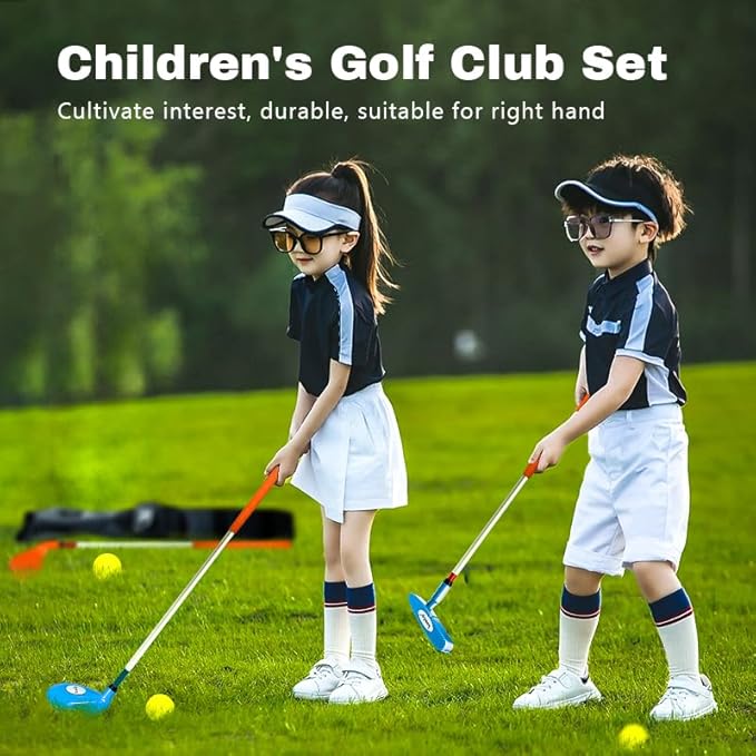 Kids Golf Clubs Set Children Golf Set Yard Sports Tools Three Clubs with Carry Bag and Soft Balls