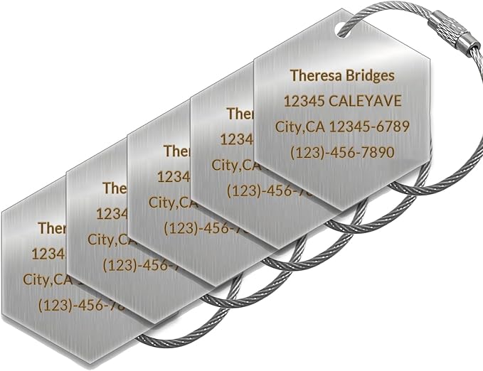 (5 Pack) Custom Personalized Luggage Tags-Customized Unique tag for Suitcase Backpack Travel,Bags (Hexagon (2 × 2))