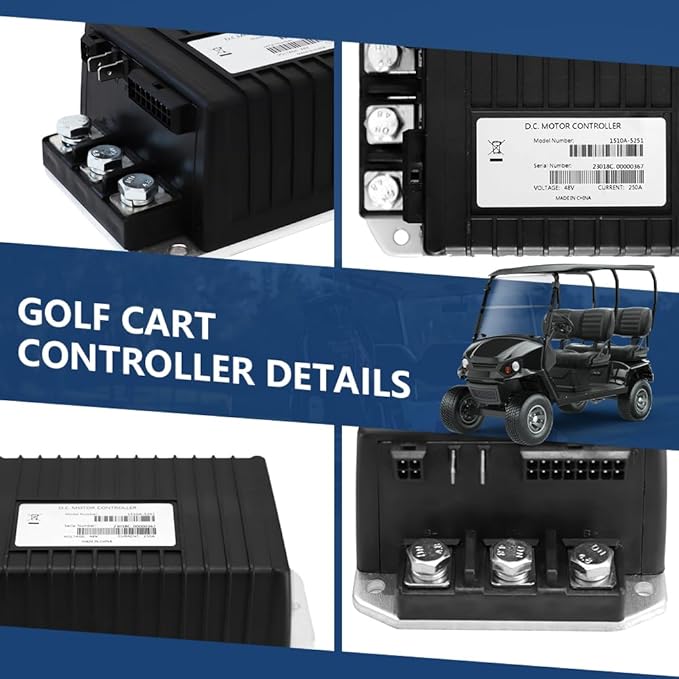 1510A-5251 Golf Cart Motor Controller, 48V 250A Speed Controller for Club Car DS & Precedent (2000-2009), Electric Controllers Compatible with Curtis, MCOR Throttle Type, 102806201, IQ System
