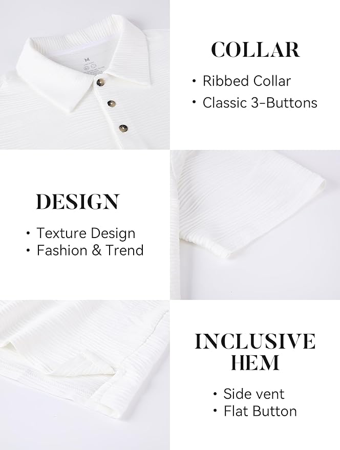 Esabel.C Golf Shirts for Men Dry Fit Performance Short Sleeve Print Moisture Wicking Collared Shirt
