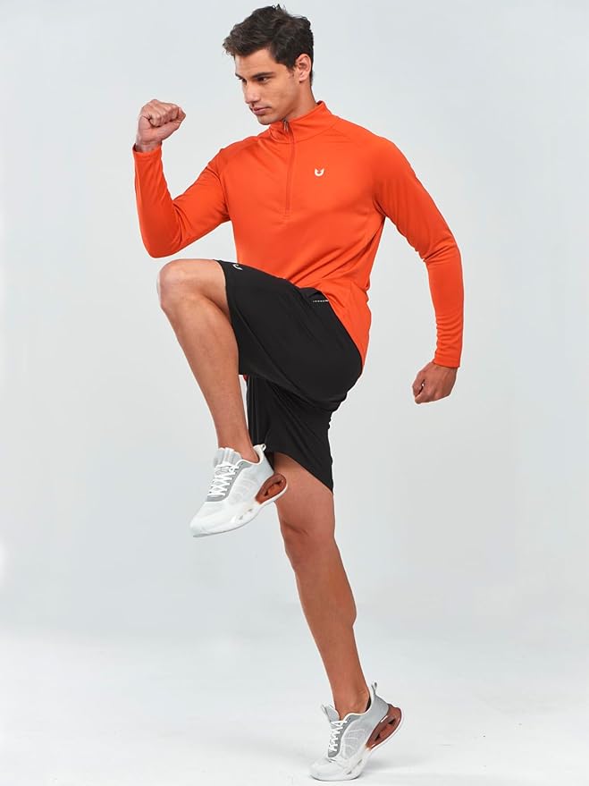 NORTHYARD Quarter Zip Pullover Men Running Shirt Long Sleeve Moisture Wicking Quick Dry Athletic Workout Shirts