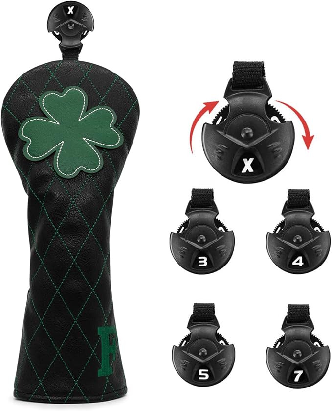 Golf Club Headcover Live Lucky 3 Wood Headcover Magnetic Closure Elegant Embroidery Premium Leather Driver Covers Fairway Wood Covers Hybrid Headcover Shamrock Golf Head Covers